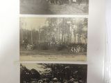 three pictures of people standing in a field with umbrellas
