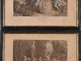 two framed prints of a couple of people in a wooded setting