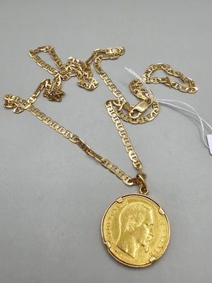 Collier OR de 50 cm avec pièce de 20 francs OR, 14. - Photo 1