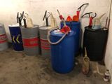 many barrels with tools in them in a room