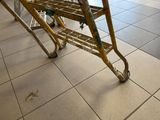 a cart that is sitting on the floor in a building