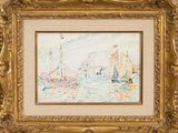 une image d'une peinture de bateaux dans un plan d'eau