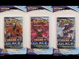 four packs of pokemon trading cards are shown in a row
