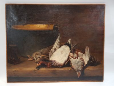 un tableau représentant un tas d'oiseaux morts posés sur une table