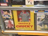 a display case with a bunch of movies on it