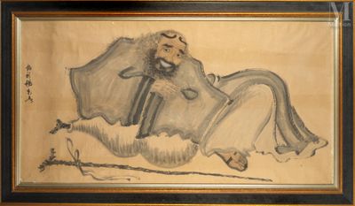 une image représentant le dessin d'un homme allongé par terre