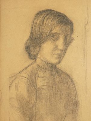 LOUP Eugène, attribué à, Femme en buste, crayon noir sur pap… - Photo 1