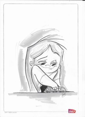 GOUM (Benjamin Mutombo) - "Enfance" - Dessin original sur fe…