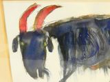 a picture of a painting of a goat in a frame