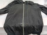 an image of a black jacket on a white table