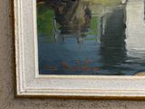 a picture of a painting of a man and a woman on a boat