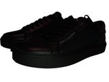 black leather sneakers with zippers on the side
