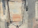 an oil painting of a glass of wine sitting on top of a table