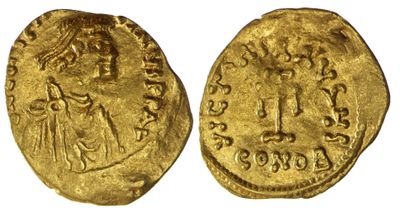 une pièce d'or portant l'image d'une femme et d'un homme
