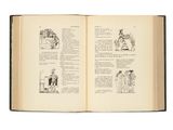 un livre ouvert sur lequel figurent des illustrations de personnes et d'animaux