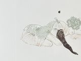 a drawing of a woman laying on her stomach