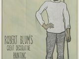 painting of a man in a white shirt and gray pants standing with his hands on his hips