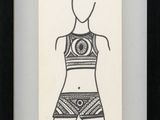 an image of a drawing of a woman ' s torso in a black frame