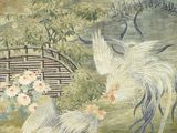 une image représentant un tableau où l'on voit deux oiseaux dans un champ