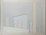 dessin représentant un bâtiment avec le ciel en arrière-plan