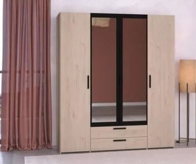 Armoire VARIA - 4 portes battantes + 2 miroirs + 2 tiroirs -…