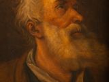 a painting of an old man with a long beard and a white beard