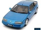 a blue model of a car on a white background