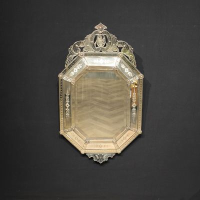 a mirror that is on the wall with a black background