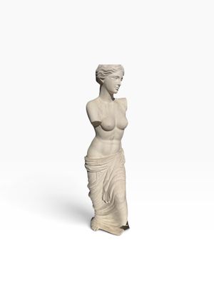 an image of a statue of a woman standing on a white surface