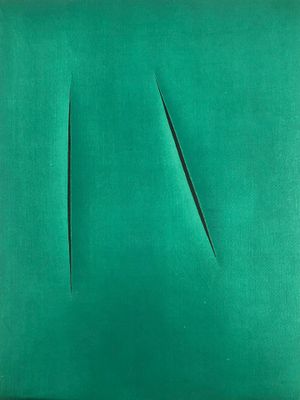 une image représentant un tableau sur lequel figure un carré vert orné de lignes noires