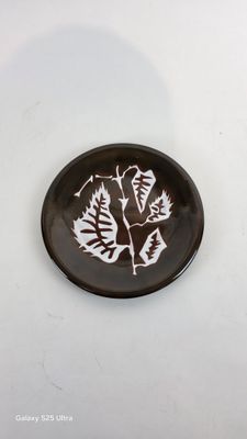 une assiette sur laquelle est représentée une feuille