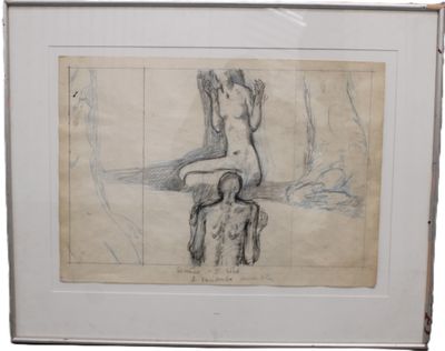 an image of a drawing of a woman sitting on a rock