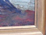 a picture of a painting of a bird on the beach