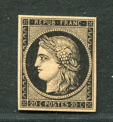 FRANCE - n° 3 g - 20c noir CERES 1849,