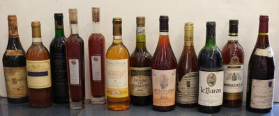 de nombreuses bouteilles de vin alignées sur le comptoir