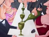 a painting of a group of people sitting at a table
