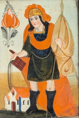 an image of a painting of a woman holding a water jug