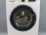 samsung washing machine on wheels with a white background