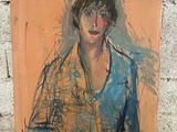 une image représentant un tableau d'un homme en chemise bleue