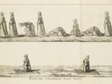 four different views of a man kneeling on the ground in front of other men