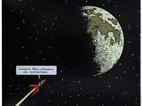 illustration représentant une navette spatiale passant devant une planète sur laquelle figure un message