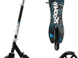 the scooter is designed to look like a skateboard