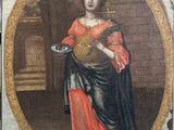an image of a painting of a woman holding a bowl