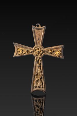Pendentif Croix PattÉE MÉDIÉVal Gothique EN Bronze DorÉ
