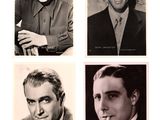 four black and white photographs of men in suits and ties