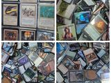 several pictures of a bunch of different types of cards on a table