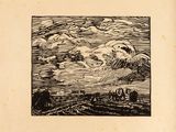 drawing of a black and white picture of a cloudy sky