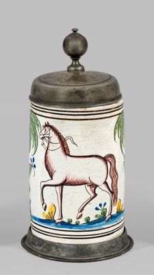 Calebasse de Bayreuther Fayence. Polychromer Scharffeuerdeko…