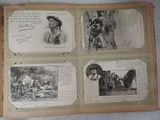 an old book with pictures of people and animals on it