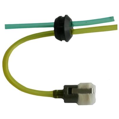 a close up of two wires connected to each other on a white background